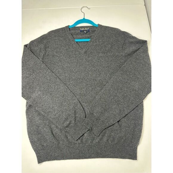 Club Room Luxury Cashmere Men's Charcoal Gray Vneck Sweater Pullover Size L - Picture 4 of 9